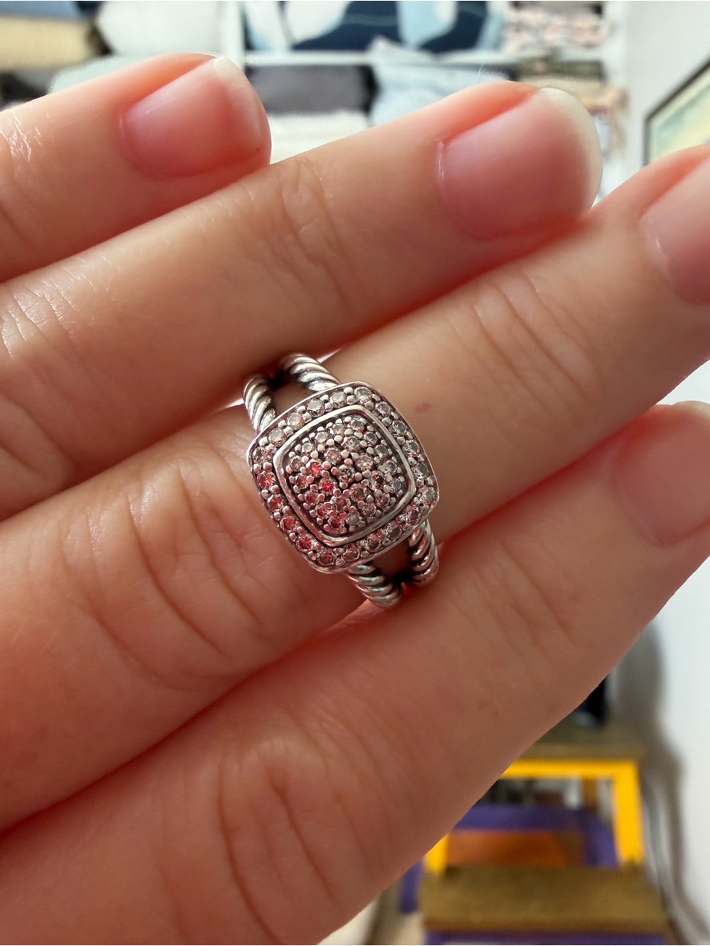David Yurman Petite Albion Ring in Sterling Silver with Pavé Diamonds